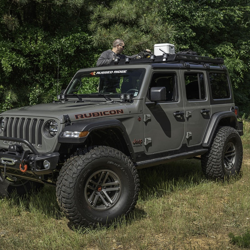 Rugged Ridge Roof Rack Rugged Ridge Roof Rack with Basket 18-20 Jeep Wrangler JL 4Dr Hardtops