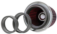 Load image into Gallery viewer, K&amp;N Engineering Air Filters - Universal Fit K&amp;N Universal Air Filter Chrome Round Tapered Red - 4in Flange ID x 1.125in Flange Length x 5.5in H