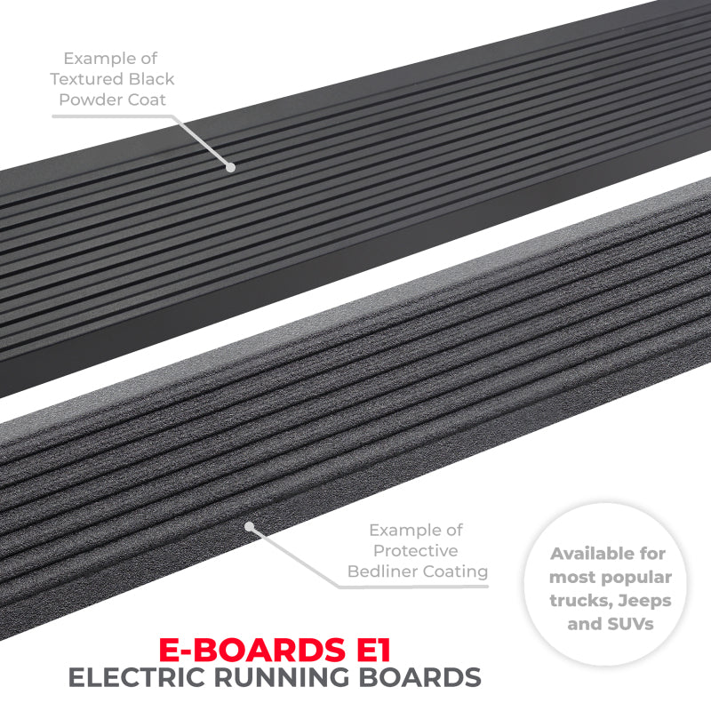 Go Rhino Running Boards Go Rhino 20-23 Jeep Gladiator 4dr E-BOARD E1 Electric Running Board Kit (Cut/Drill Req.) - Tex. Blk