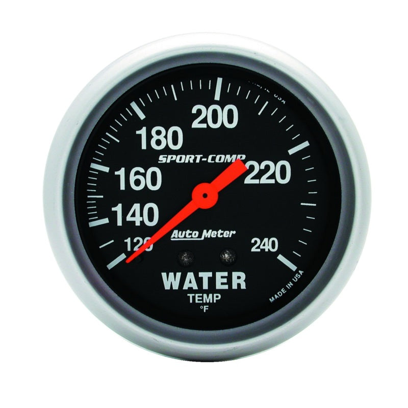 AutoMeter Gauges Autometer Sport-Comp 2 5/8in 120-240 F Mechanical Water Temp Gauge