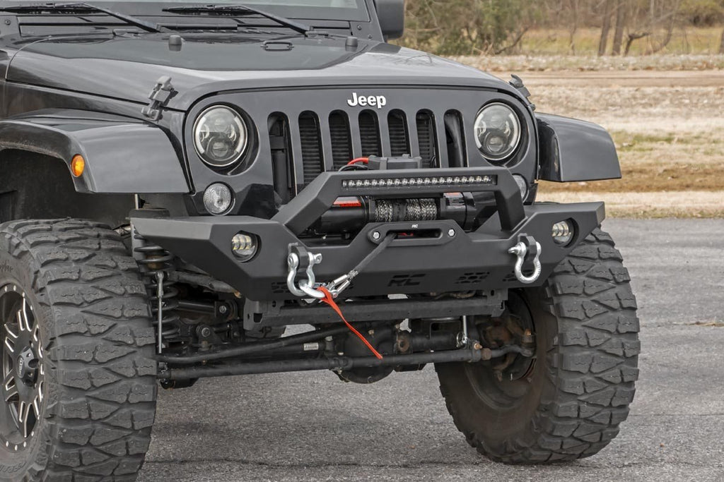 Rough Country Front Bumpers Jeep Full Width Front LED Winch Bumper JK, JL, Gladiator JT Rough Country - 10596