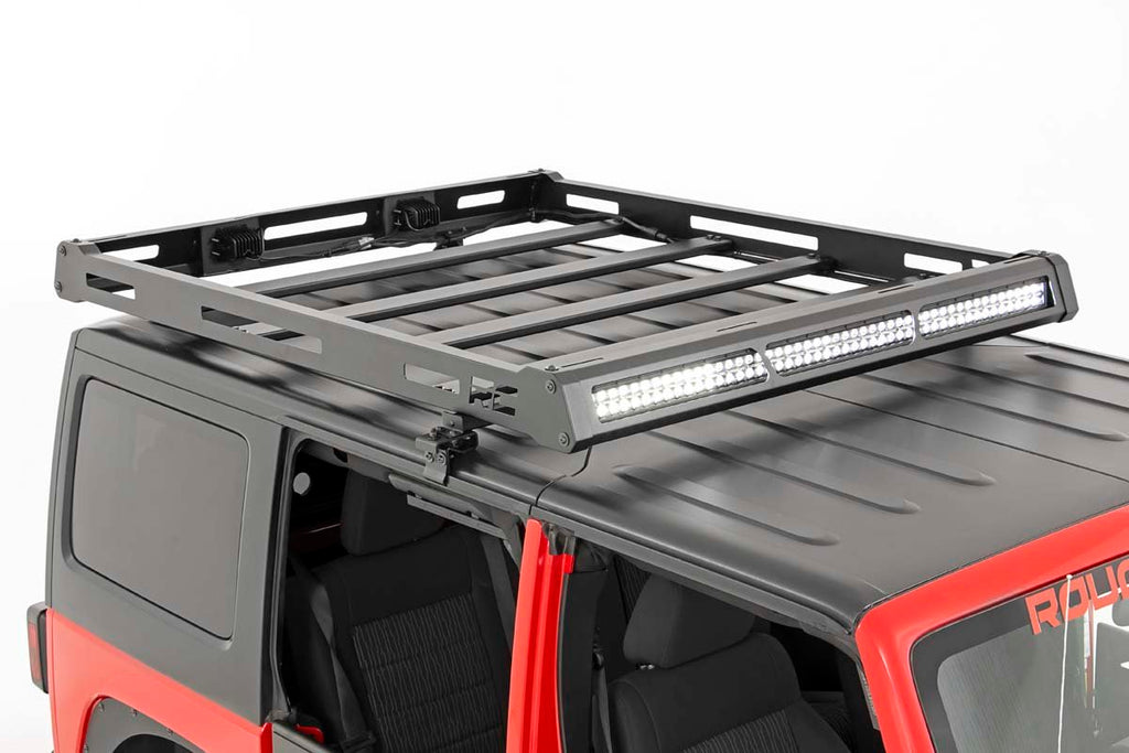 Rough Country Roof Rack Jeep Roof Rack System w/Black-Series LED Lights 07-18 Wrangler JK Rough Country - 10615