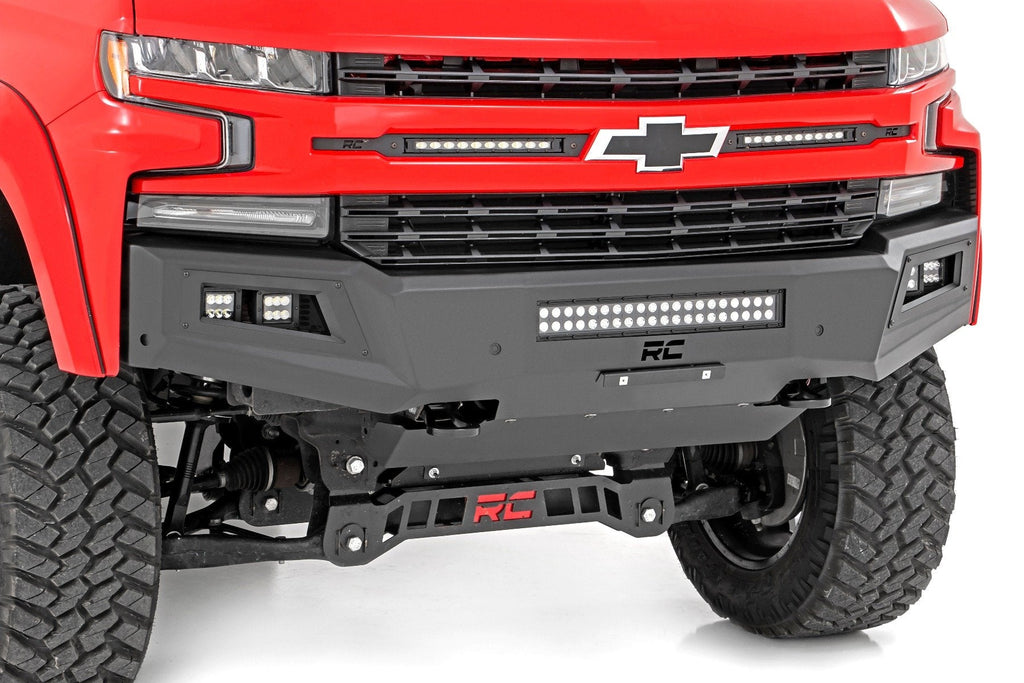Rough Country Front Bumpers High Clearance Front Bumper LED Lights and Skid Plate 19-22 Chevy Silverado 1500 Rough Country - 10757A
