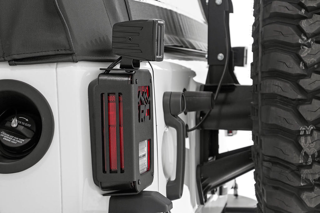 Rough Country Tail Light Cover Jeep Tail Light Covers Mountains 07-18 Wrangler JK Rough Country - 1078