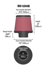 Load image into Gallery viewer, K&amp;N Engineering Air Filters - Universal Fit K&amp;N Universal Clamp-On Air Filter 6in Flange / 7-1/2in Base / 4-1/2in Top / 6in Height