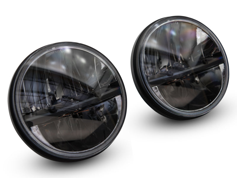 Raxiom Headlights Raxiom 97-18 Jeep Wrangler TJ/JK Axial Series LED Headlights- Black Housing (Clear Lens)
