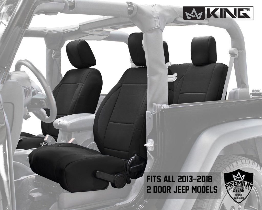 King4WD Seat Cover Jeep JK Seat Covers 10 Piece Neoprene Seat Covers Black/Black For 13-18 Wrangler JK 2 Door King 4WD - 11010101
