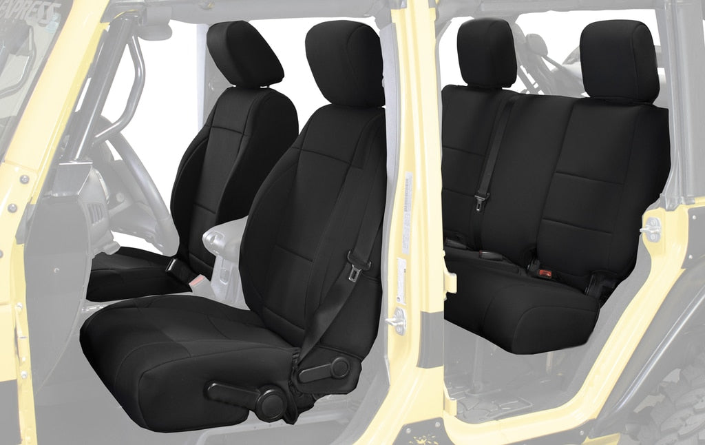 King4WD Seat Cover Jeep JK Seat Covers 12 Piece Neoprene Seat Covers Black/Black For 13-18 Wrangler JK 4 Door King 4WD - 11010201