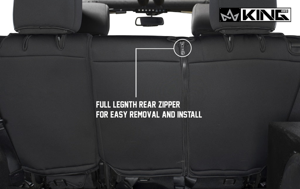 King4WD Seat Cover Jeep JK Seat Covers 12 Piece Neoprene Seat Covers Black/Black For 13-18 Wrangler JK 4 Door King 4WD - 11010201