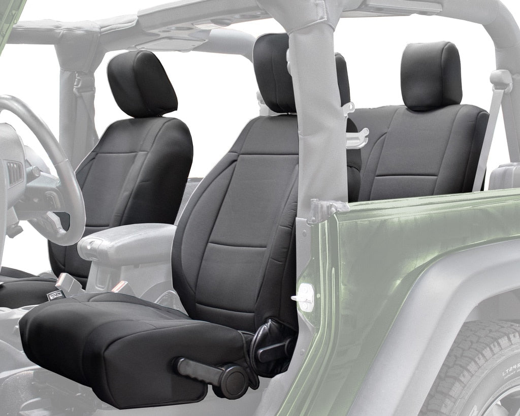 King4WD Seat Cover Jeep JK Seat Covers 10 Piece Neoprene Seat Covers Black/Black For 08-12 Wrangler JK 2 Door King 4WD - 11010301