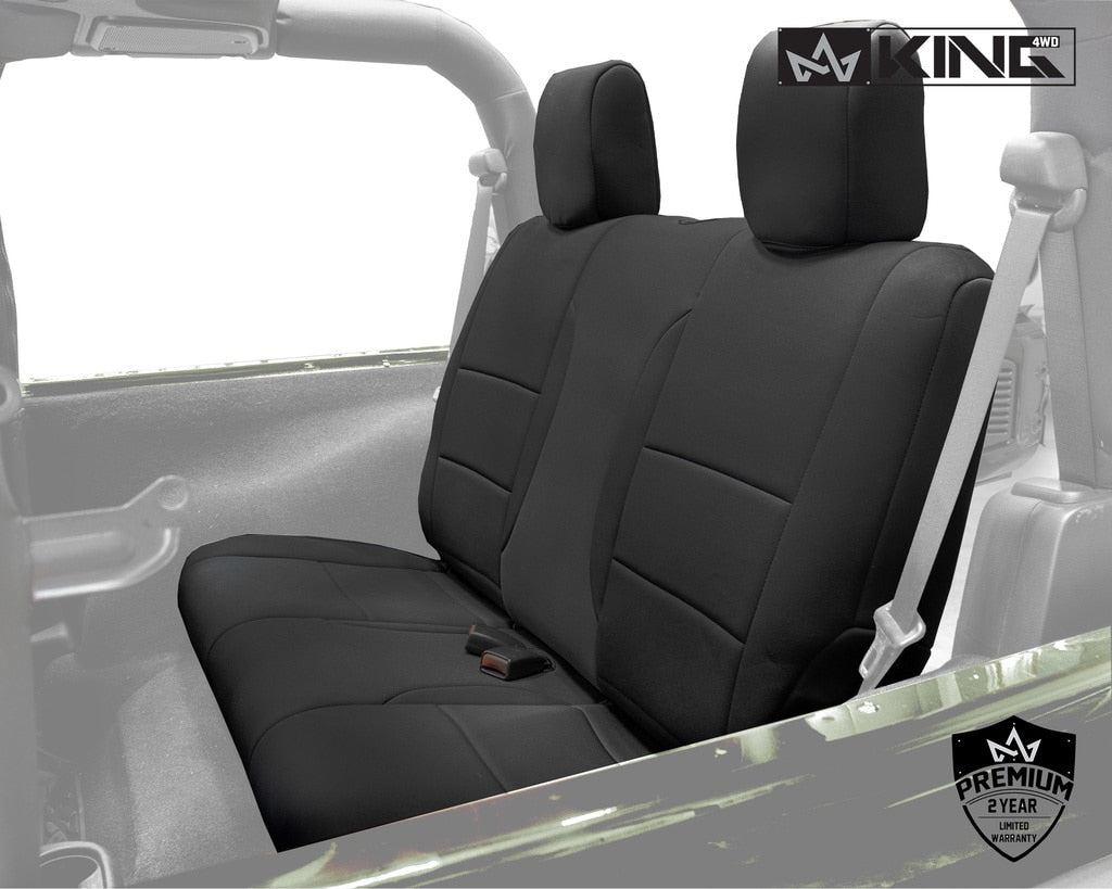 King4WD Seat Cover Jeep JK Seat Covers 10 Piece Neoprene Seat Covers Black/Black For 08-12 Wrangler JK 2 Door King 4WD - 11010301
