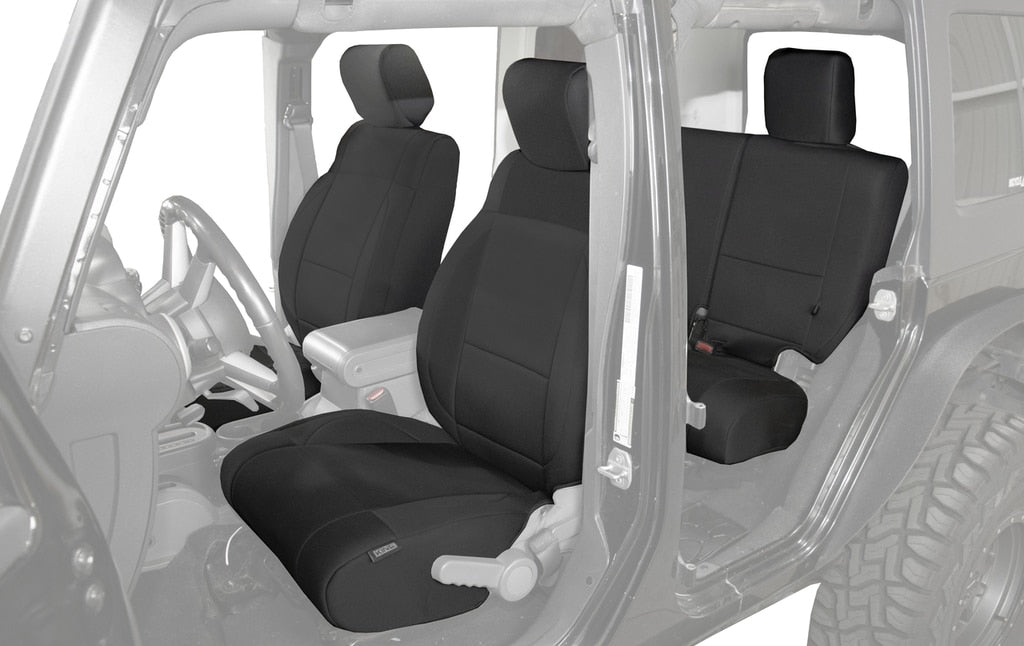 King4WD Seat Cover Jeep JK Seat Covers 12 Piece Neoprene Seat Covers Black/Black For 2007 Wrangler JK 4 Door King 4WD - 11010501