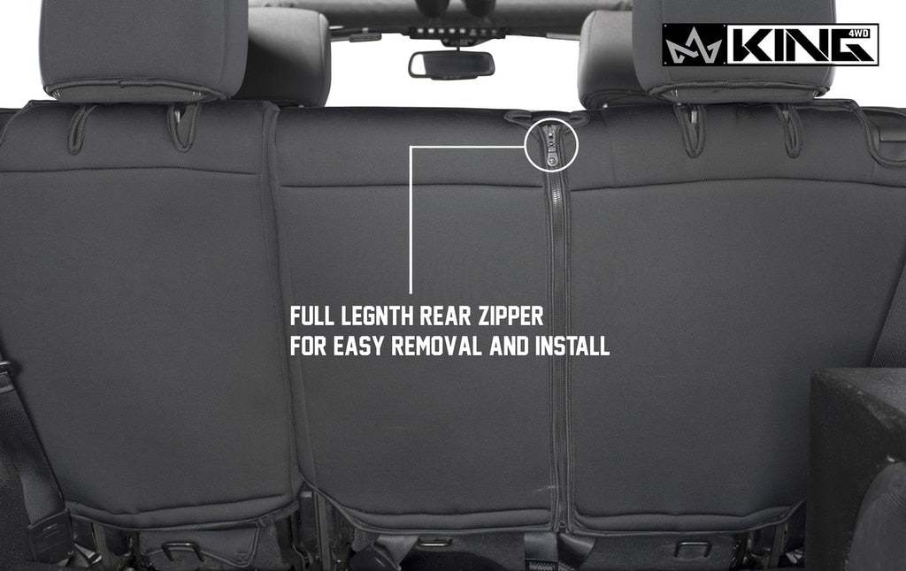 King4WD Seat Cover Jeep JK Seat Covers 12 Piece Neoprene Seat Covers Black/Black For 2007 Wrangler JK 4 Door King 4WD - 11010501