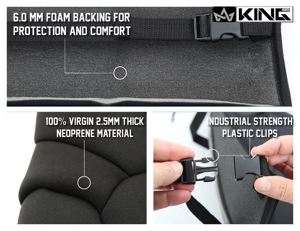 King4WD Seat Cover Jeep TJ Seat Covers 6 Piece Neoprene Seat Covers Black/Black For 97-02 Wrangler TJ King 4WD - 11010701