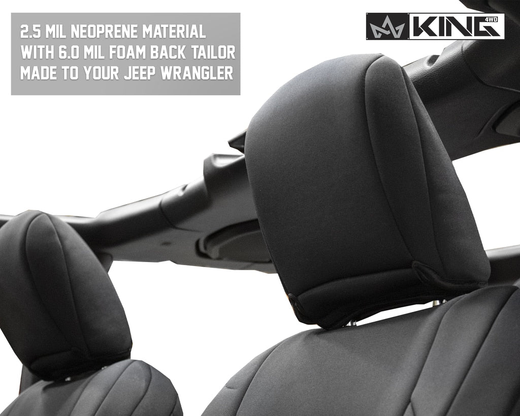 King4WD Seat Cover Jeep JL Seat Covers 13 Piece Neoprene Seat Covers Without Rear Arm Rest Black/Black For 18-20 Wrangler JL 4 Door King 4WD - 11010801