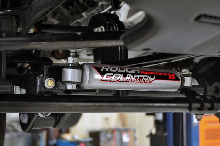 Rough Country Steering Stabilizer Bracket Jeep Stabilizer Relocation Bracket 07-18 Wrangler JK Rough Country - 1108