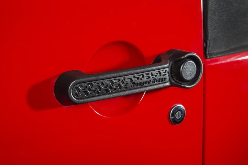 Rugged Ridge Doors Rugged Ridge Elite Dr Hndle Inserts Black Tread 4Dr 07-18 Jeep Wrangler JK