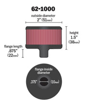 Load image into Gallery viewer, K&amp;N Engineering Air Filters - Universal Fit K&amp;N Steel Base Crankcase Vent Filter 0.375in Vent OD x 2in OD x 1.5in Height
