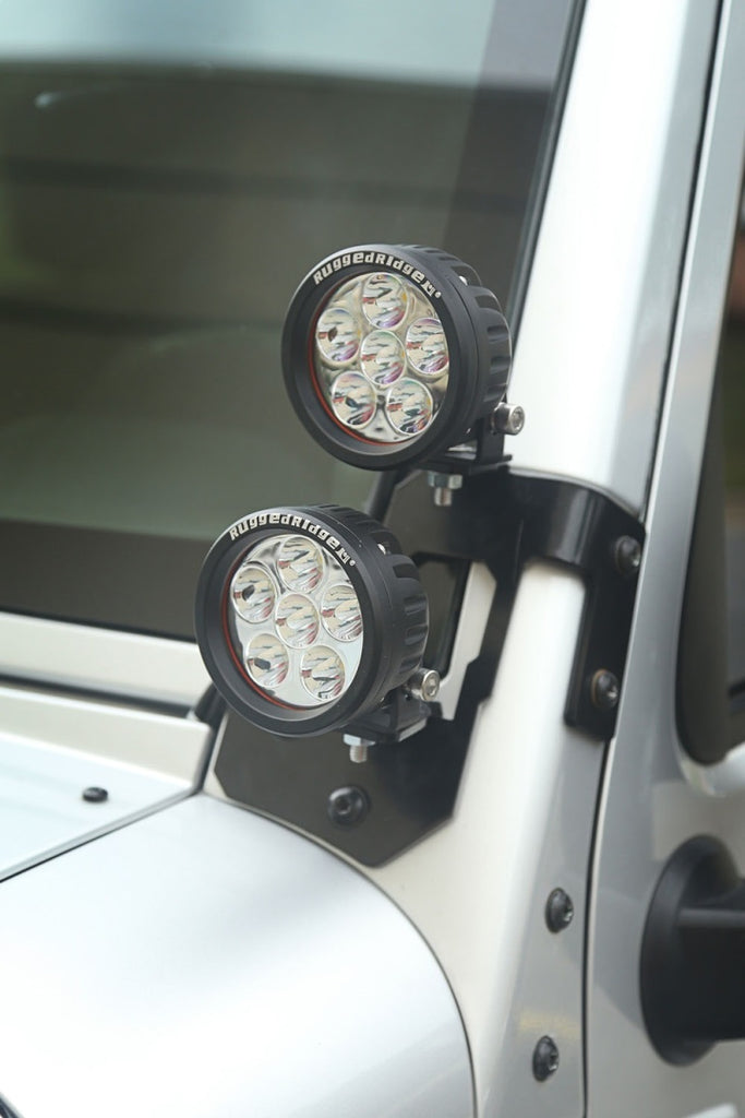 Rugged Ridge Light Mounts Rugged Ridge 07-18 Jeep Wrangler JK Semi-Gloss Black A Pillar Light Mount