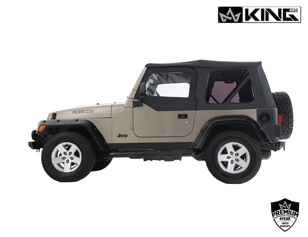 King4WD Soft Tops Jeep TJ Replacement Soft Top With Tinted Windows Upper Doors For 97-06 Wrangler TJ Black Diamond King 4WD - 14010135T