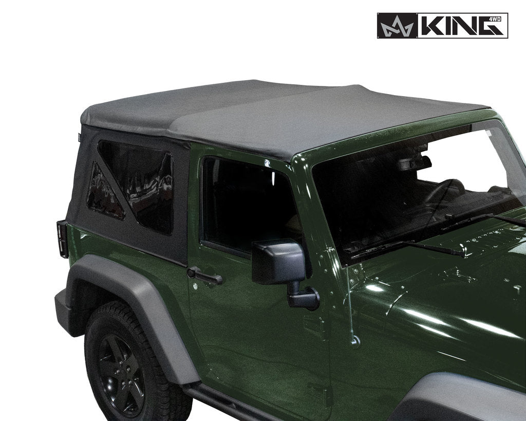 King4WD Soft Tops Jeep JK Replacement Soft Top Tinted Windows For 07-09 Wrangler JK 2 Door Black Diamond King 4WD - 14010335