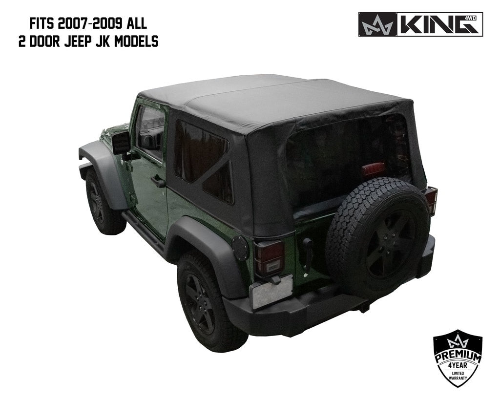 King4WD Soft Tops Jeep JK Replacement Soft Top Tinted Windows For 07-09 Wrangler JK 2 Door Black Diamond King 4WD - 14010335