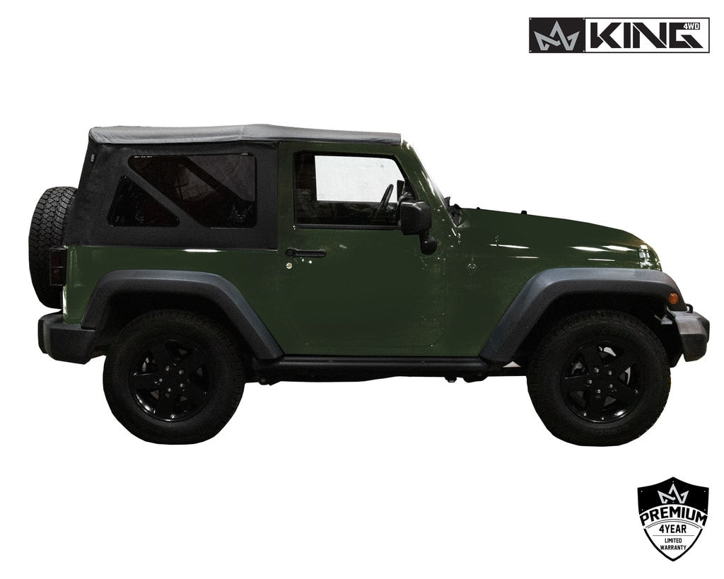 King4WD Soft Tops Jeep JK Replacement Soft Top Tinted Windows For 07-09 Wrangler JK 2 Door Black Diamond King 4WD - 14010335