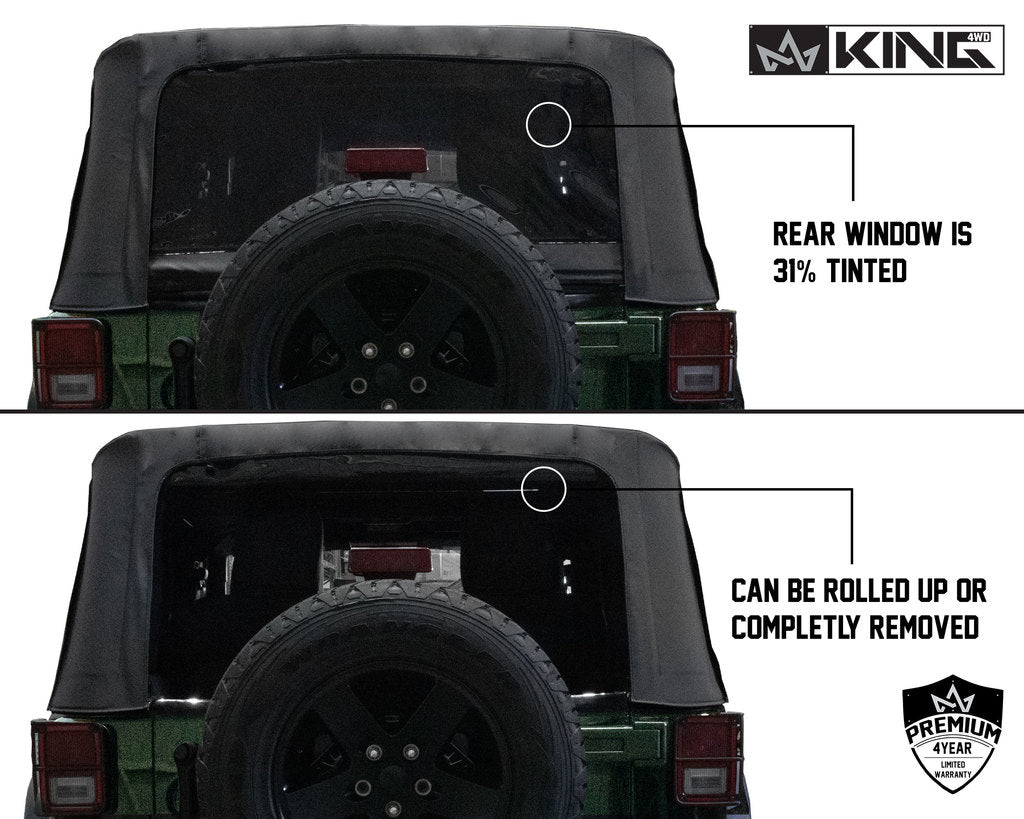 King4WD Soft Tops Jeep JK Replacement Soft Top Tinted Windows For 07-09 Wrangler JK 2 Door Black Diamond King 4WD - 14010335