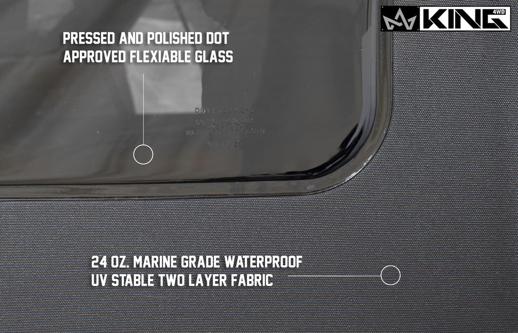King4WD Soft Tops Jeep JK Replacement Soft Top Tinted Windows For 07-09 Wrangler JK 4 Door Black Diamond King 4WD - 14010435