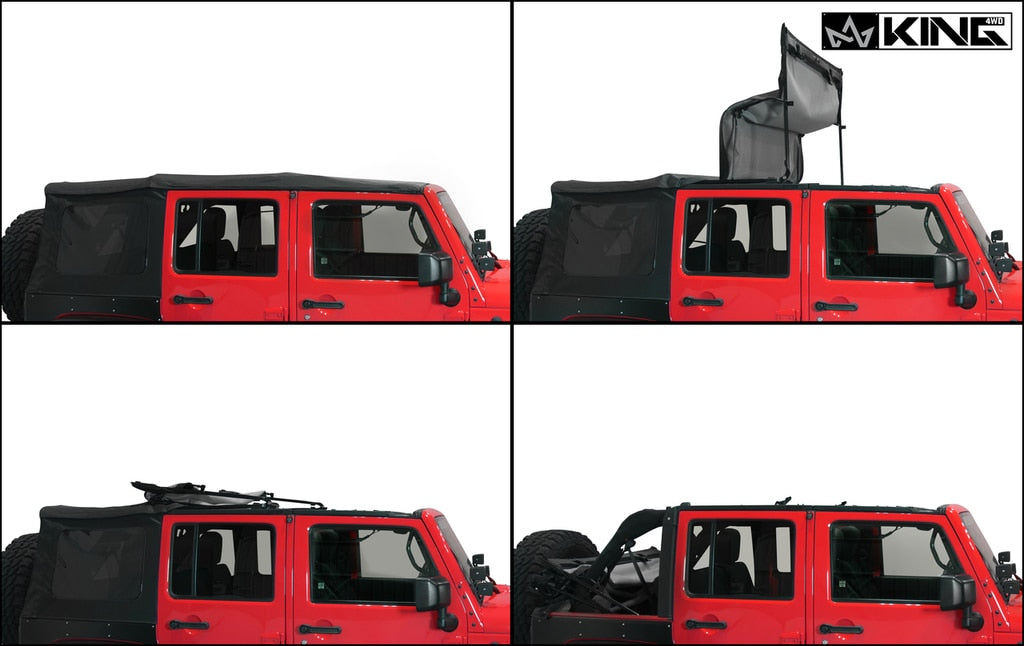 King4WD Soft Tops Jeep JK Replacement Soft Top Tinted Windows For 07-09 Wrangler JK 4 Door Black Diamond King 4WD - 14010435