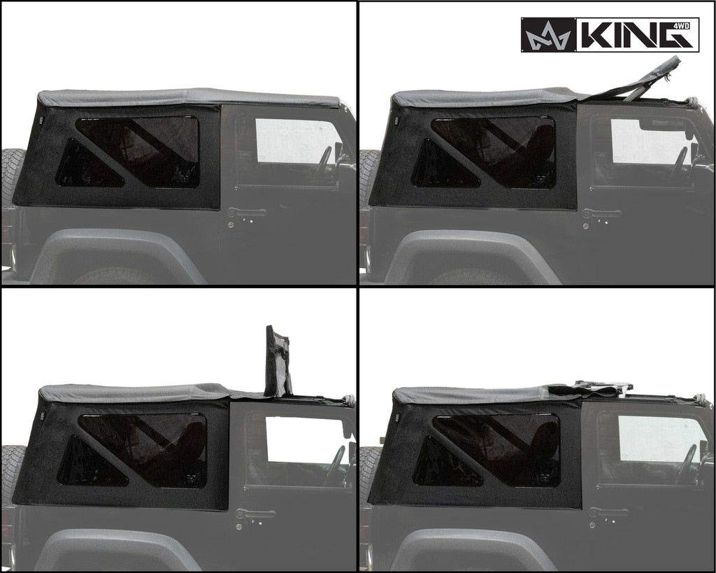 King4WD Soft Tops Jeep JK Replacement Soft Top Tinted Windows For 10-18 Wrangler JK 2 Door Black Diamond King 4WD - 14010535