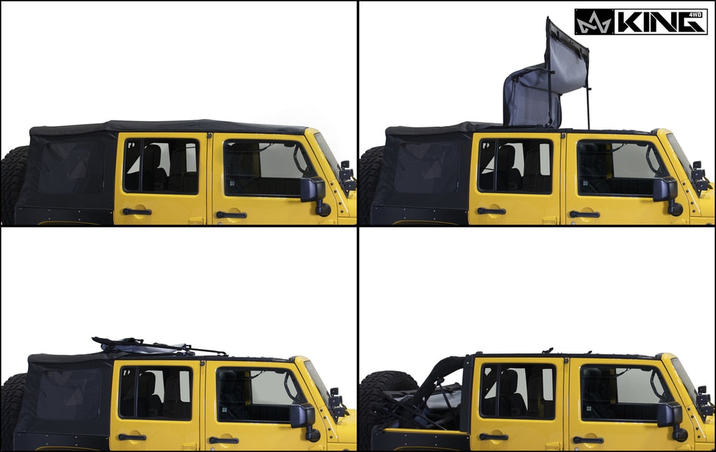 King4WD Soft Tops Jeep JK Replacement Soft Top Tinted Windows For 10-18 Wrangler JK 4 Door Black Diamond King 4WD - 14010635