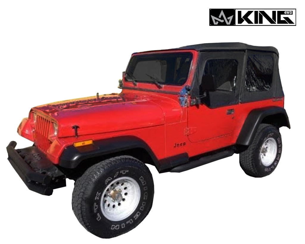 King4WD Soft Tops Jeep YJ Replacement Soft Top Tinted Windows For 87-95 Wrangler YJ Black Diamond King 4WD - 14011235