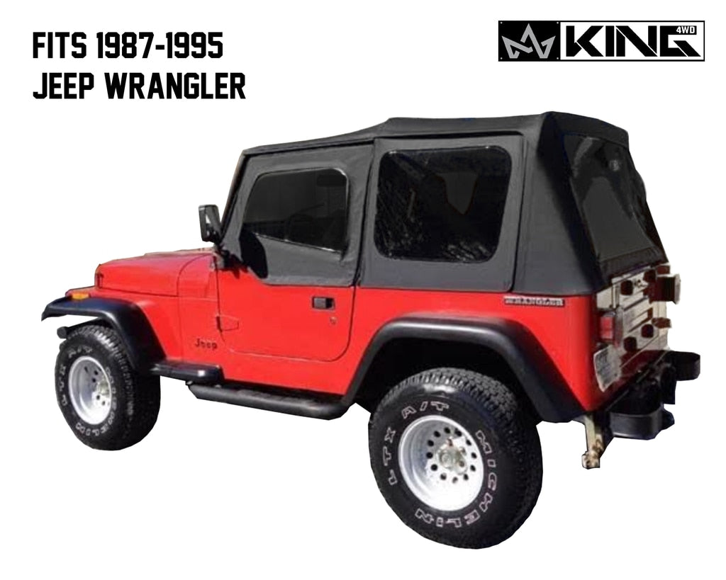 King4WD Soft Tops Jeep YJ Replacement Soft Top Tinted Windows For 87-95 Wrangler YJ Black Diamond King 4WD - 14011235