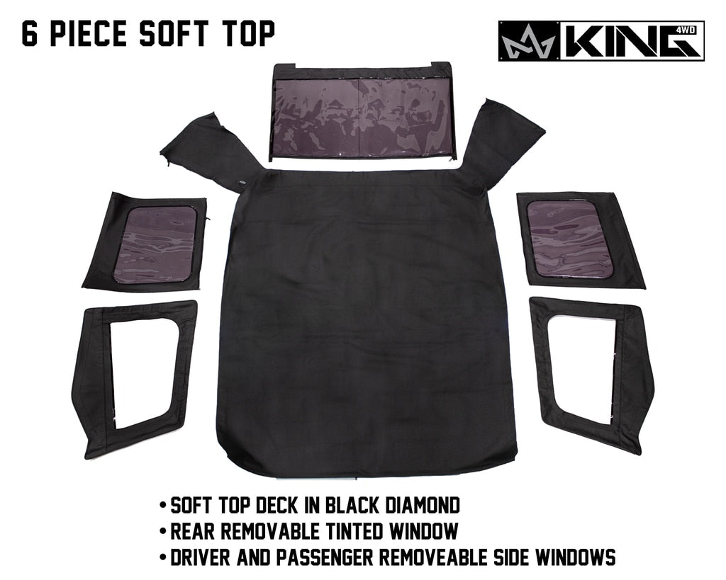 King4WD Soft Tops Jeep YJ Replacement Soft Top Tinted Windows For 87-95 Wrangler YJ Black Diamond King 4WD - 14011235