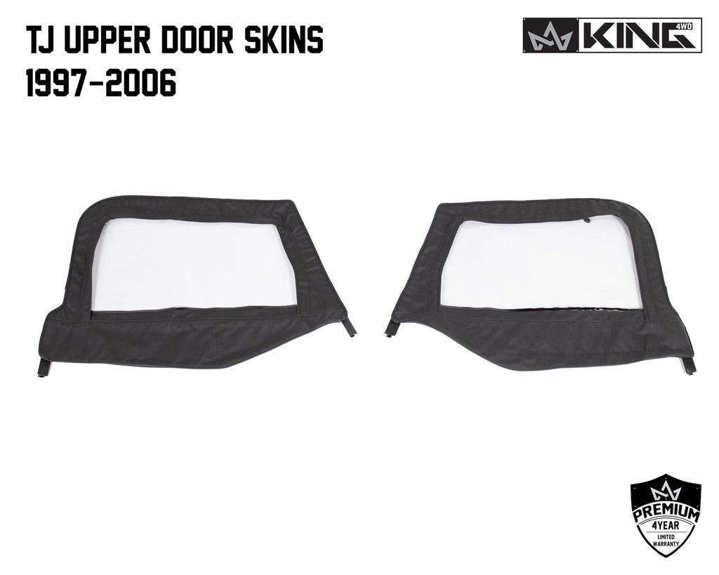 King4WD Half Doors Jeep TJ Half Door Uppers Replacement Soft Upper Doors For 97-06 Wrangler TJ Black Pair King 4WD - 14019935
