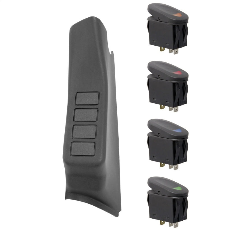 Rugged Ridge Dash & Interior Trim Rugged Ridge A-Pillar 4 Switch Pod Kit Black LHD 11-18 JK