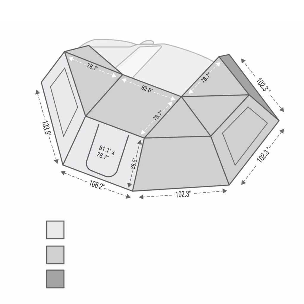 Overland Vehicle Systems Tent Annex Room HD Nomadic 270 Awning Wall 1 W/Door & Window Driver Side Grey Body Green Trim W/Storage Bag - 18099910