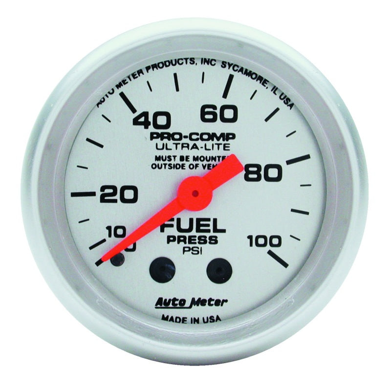 AutoMeter Gauges Autometer Ultra-Lite 52mm 0-100 PSI Mechanical Fuel Pressure Gauge