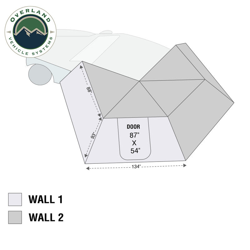 Overland Vehicle Systems Roof Top Tent Nomadic 270LT Awning Wall 2 Piece Kit for Driver Side Overland Vehicle Systems - 19579908