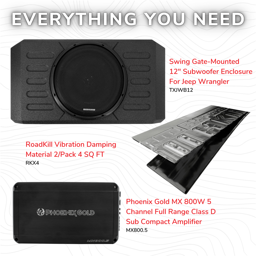 Stinger Off-Road Audio 12" Swing Gate-Mounted 800 Watt Loaded Subwoofer Enclosure for Jeep Wrangler JK/JKU and JL/JLU