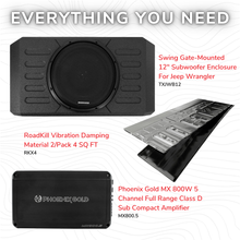 Load image into Gallery viewer, Stinger Off-Road Audio 12" Swing Gate-Mounted 800 Watt Loaded Subwoofer Enclosure for Jeep Wrangler JK/JKU and JL/JLU