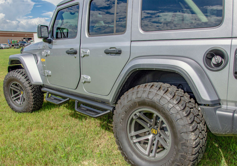 N-Fab Side Steps N-Fab Podium LG 2019 Jeep Wrangler JT 4DR Truck - Full Length - Tex. Black - 3in