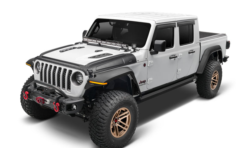 Bushwacker Body Armor & Rock Rails Bushwacker 18-22 Jeep Wrangler 2/4dr / 20-22 Jeep Gladiator Trail Armor Hood Armor (3pc) - Tex. Blk