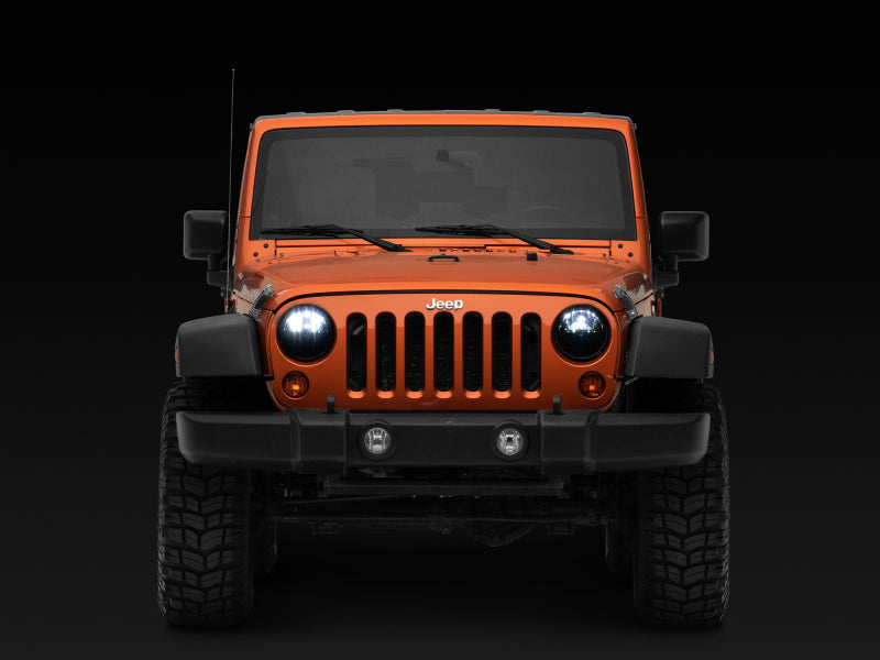 Raxiom Headlights Raxiom 97-18 Jeep Wrangler TJ/JK Axial Series LED Headlights- Black Housing (Clear Lens)