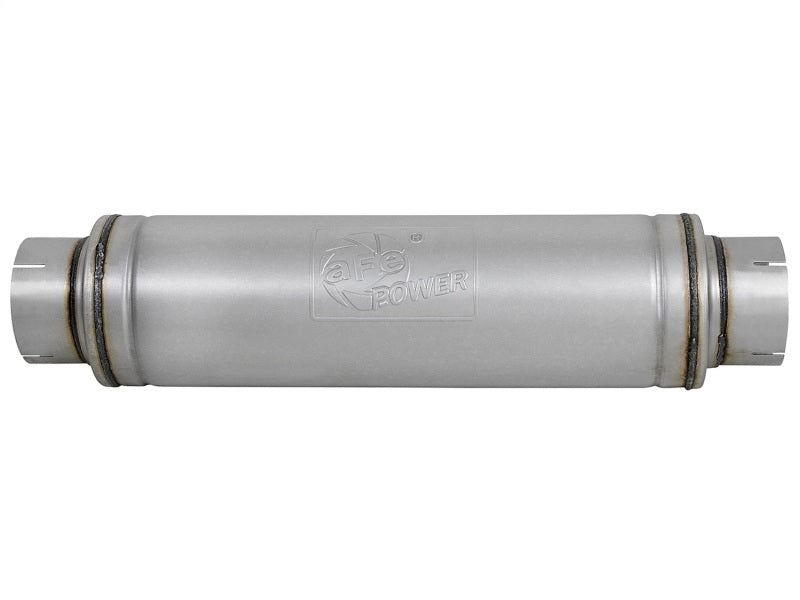 aFe Muffler aFe ATLAS Aluminized Steel Muffler 5in Center/Center 24in L x 7in Diameter - Round Body