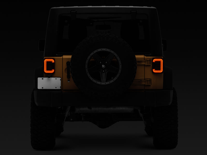Raxiom Tail Lights Raxiom 07-18 Jeep Wrangler JK Axial Series LED Halo Tail Lights- Black Housing (Dark Smoked Lens)