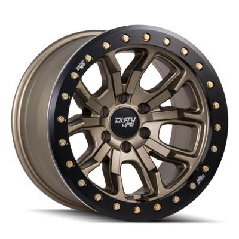 Dirty Life Wheels - Cast Dirty Life 9303 DT-1 17x9 / 5x127 BP / -12mm Offset / 78.1mm Hub Satin Gold Wheel - Beadlock