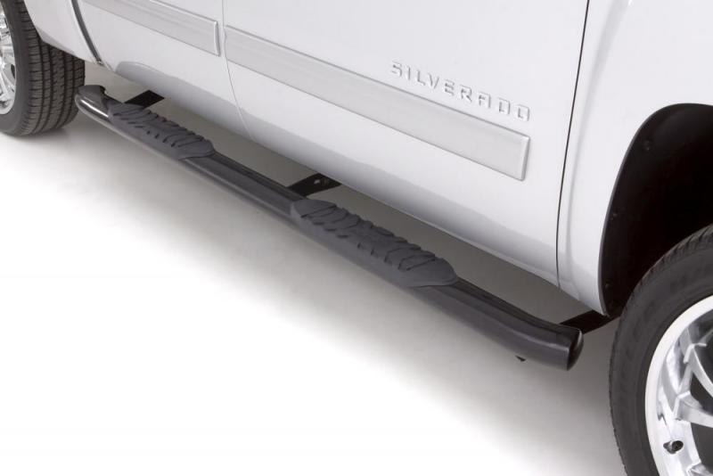 LUND Nerf Bars Lund 09-14 Ford F-150 SuperCrew 5in. Oval Curved Steel Nerf Bars - Black