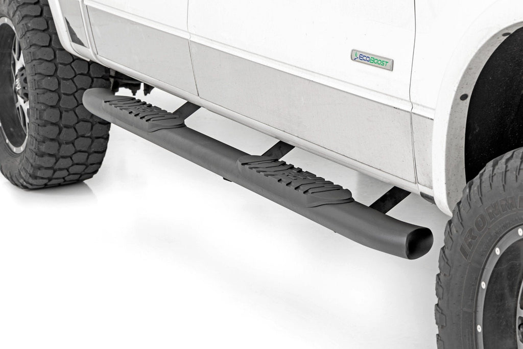 Rough Country Nerf Bars Oval Nerf Step 4.5 Inch Crew Cab Black 09-14 Ford F-150 2WD/4WD Rough Country - 21007